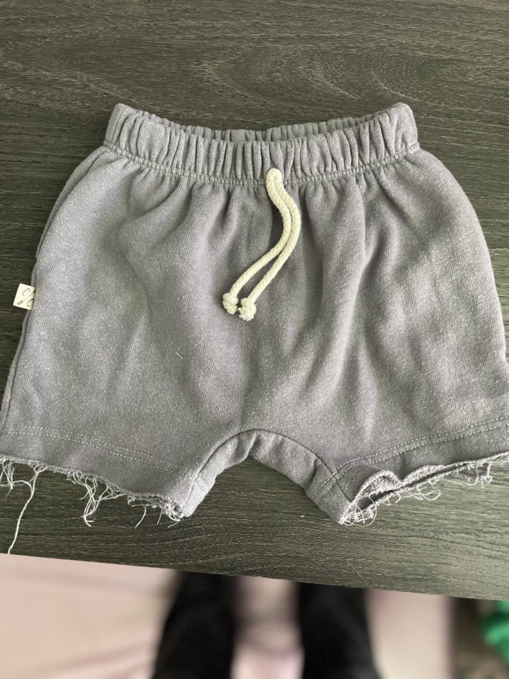 Kids Frayed Hem Drawstring Shorts - Gray